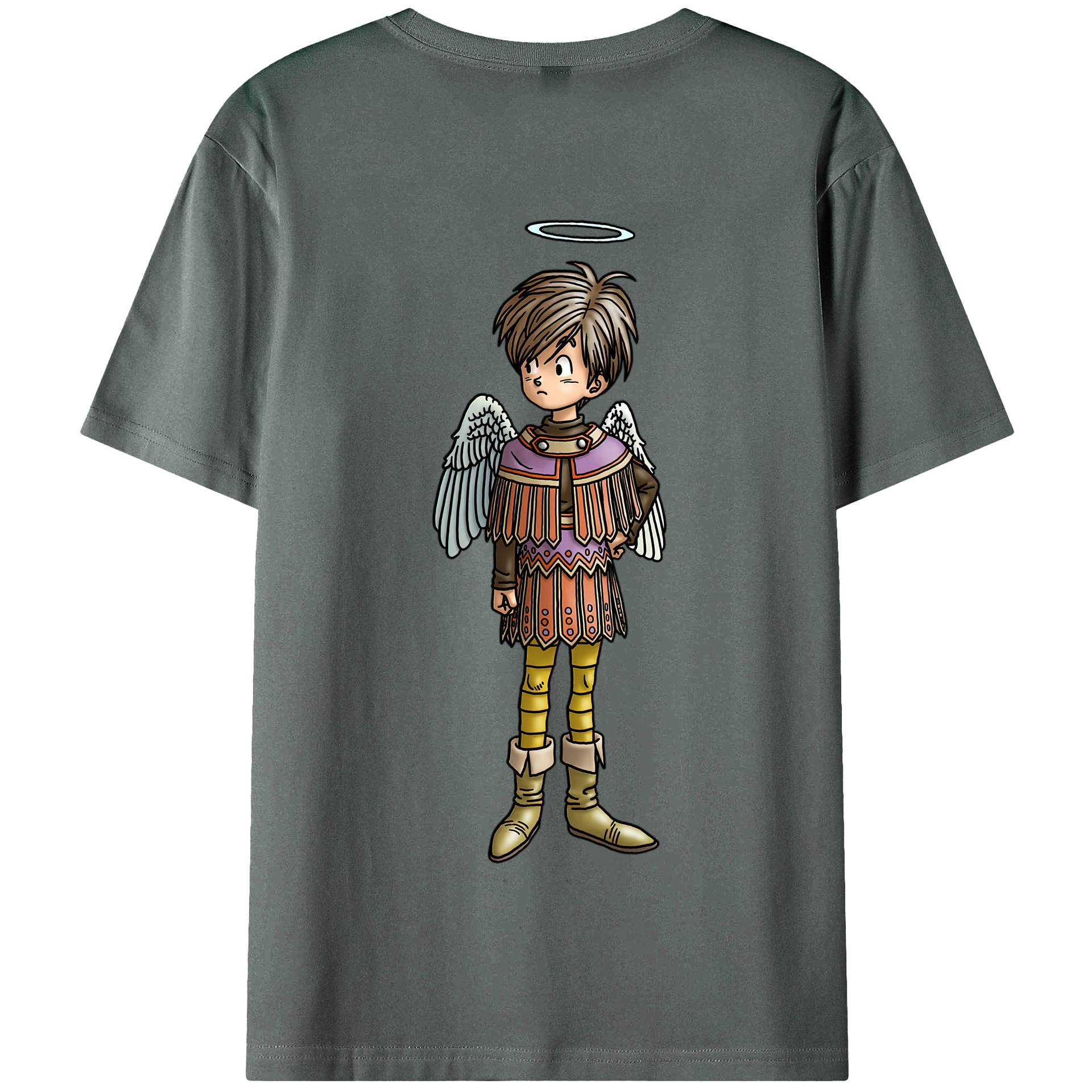 （画像用） ドラゴンクエスト Doragon Kuesuto Dragon Quest 綿100％半袖Tシャツ（背面プリント）